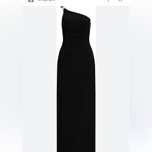 Ralph Lauren black one shoulder evening gown